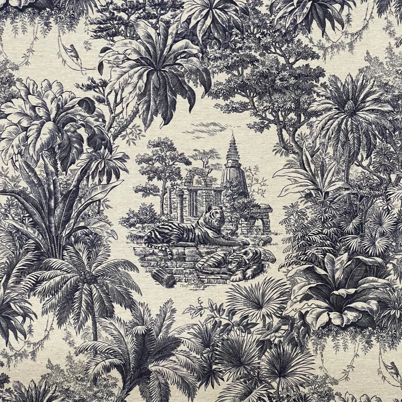 Toile cotton linen fabric folded to show texture and weave