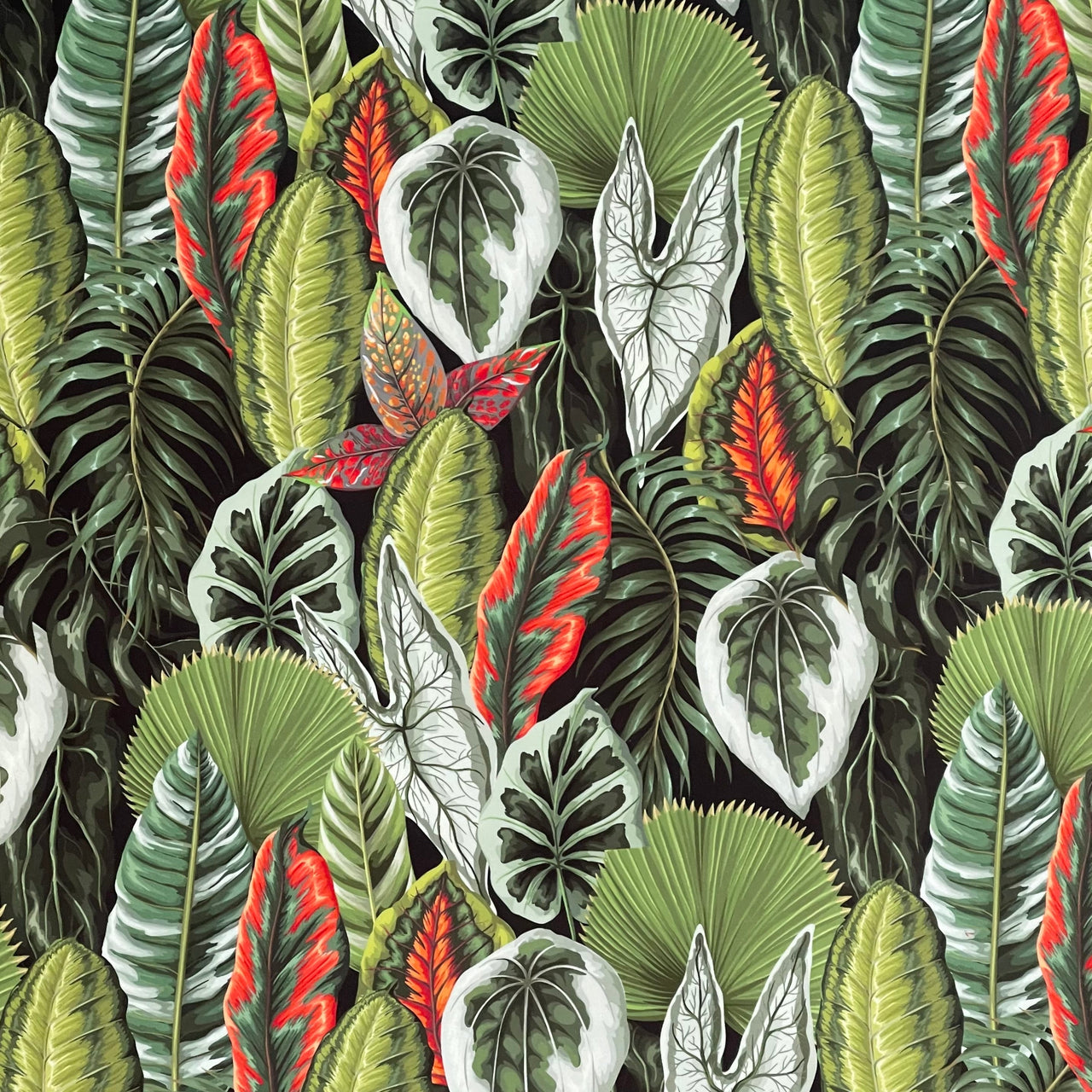 house plant fabric Green Botanical Velvet Fabric – Tropical Houseplant Print for Upholstery & Curtains