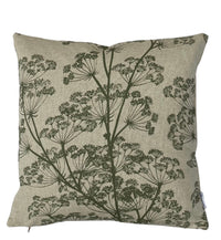 Thumbnail for Close-up of the olive green cow parsley botanical print on cotton-linen fabric