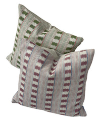 Thumbnail for Green farmhouse cushion cover with sage Stitch Stripe design on a neutral background.