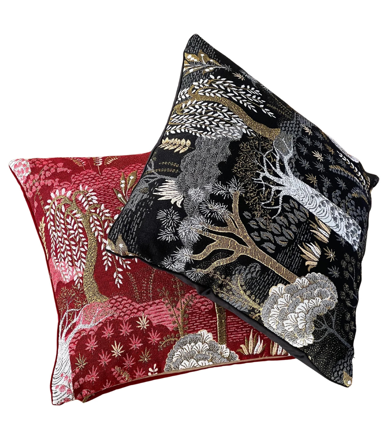 Coral red scatter cushion cover with nature pattern