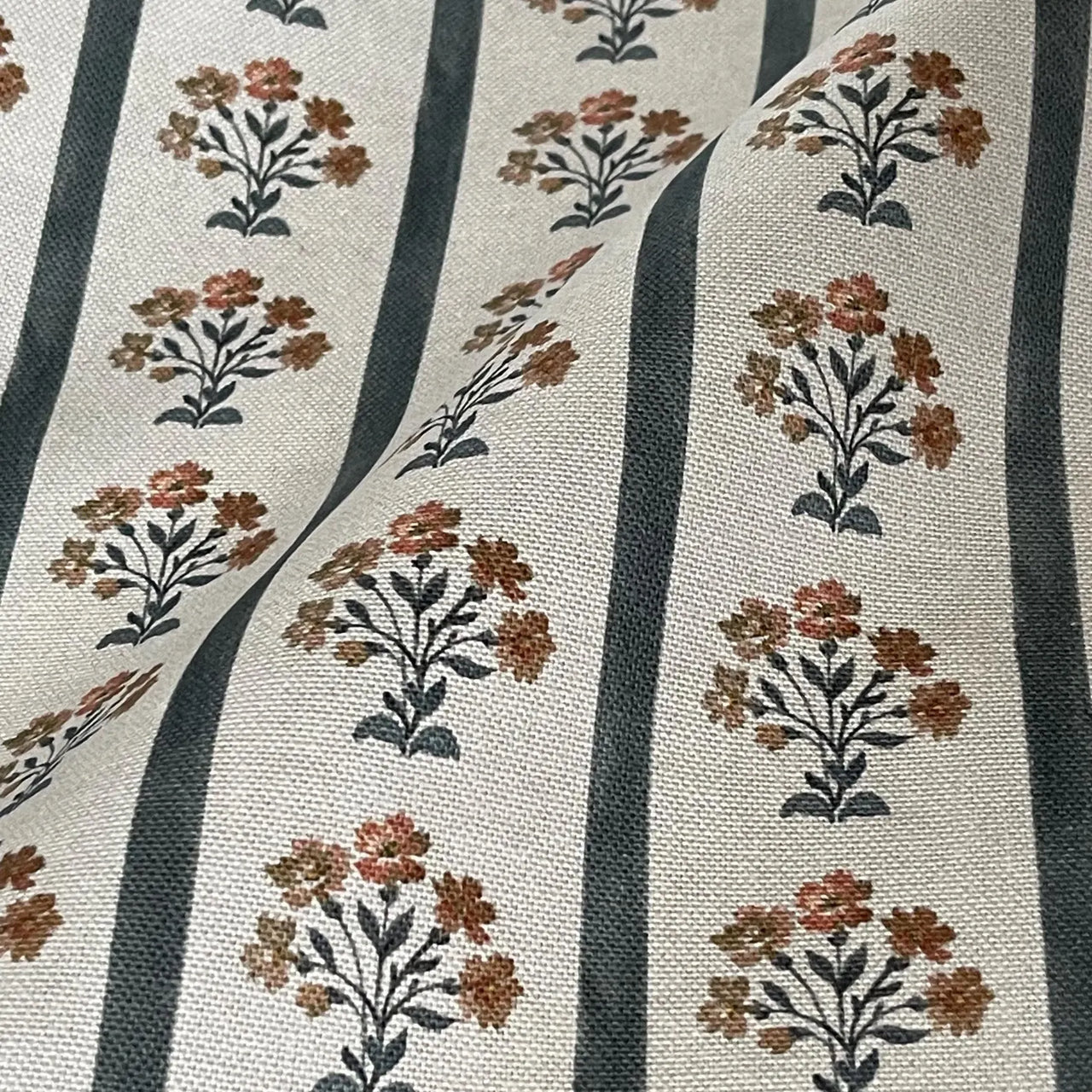 Floral stripe fabric for Roman blinds and drapery