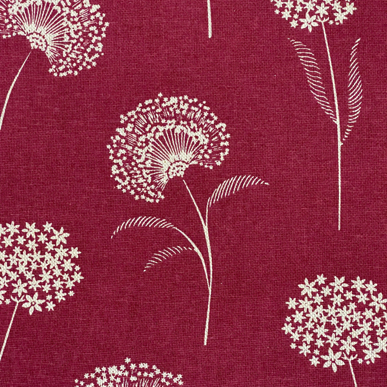 Burgundy background curtain fabric with white accents