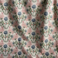 Thumbnail for Floral drapery fabric with balanced pattern repeat and natural texture