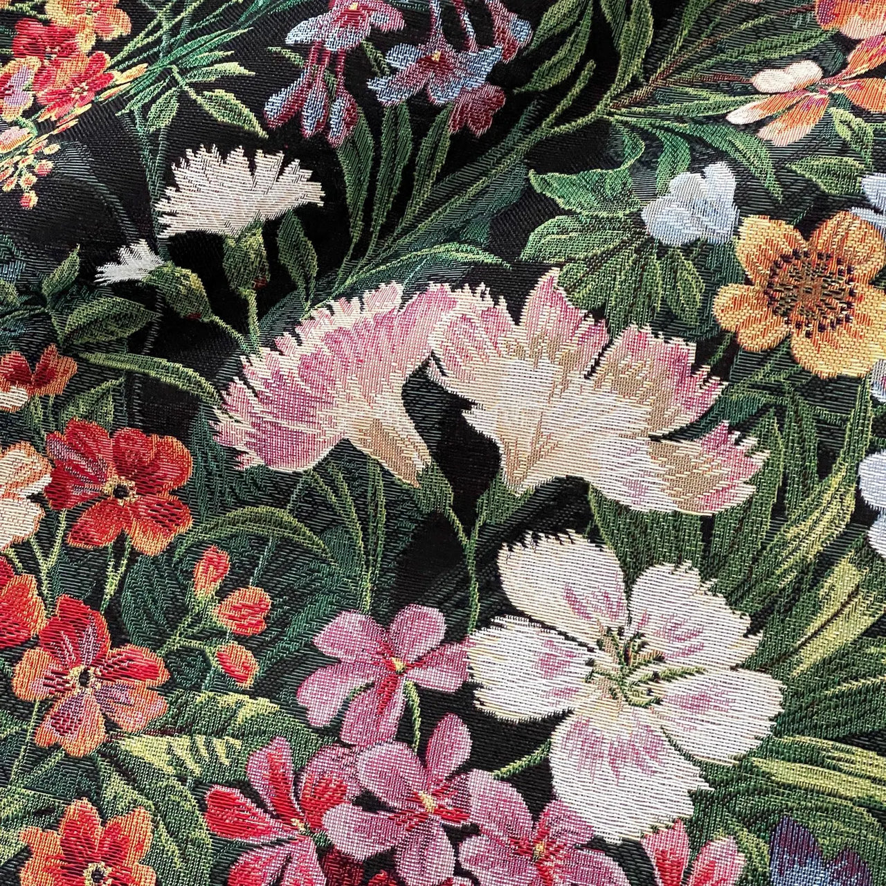 Midnight Garden Tapestry Fabric – Luxury Floral woven Upholstery Material, 140cm Wide