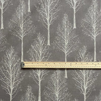 Thumbnail for Scandinavian Forest Tree Fabric – Taupe Grey Linen Look Cotton | Nordic Bare Tree Print