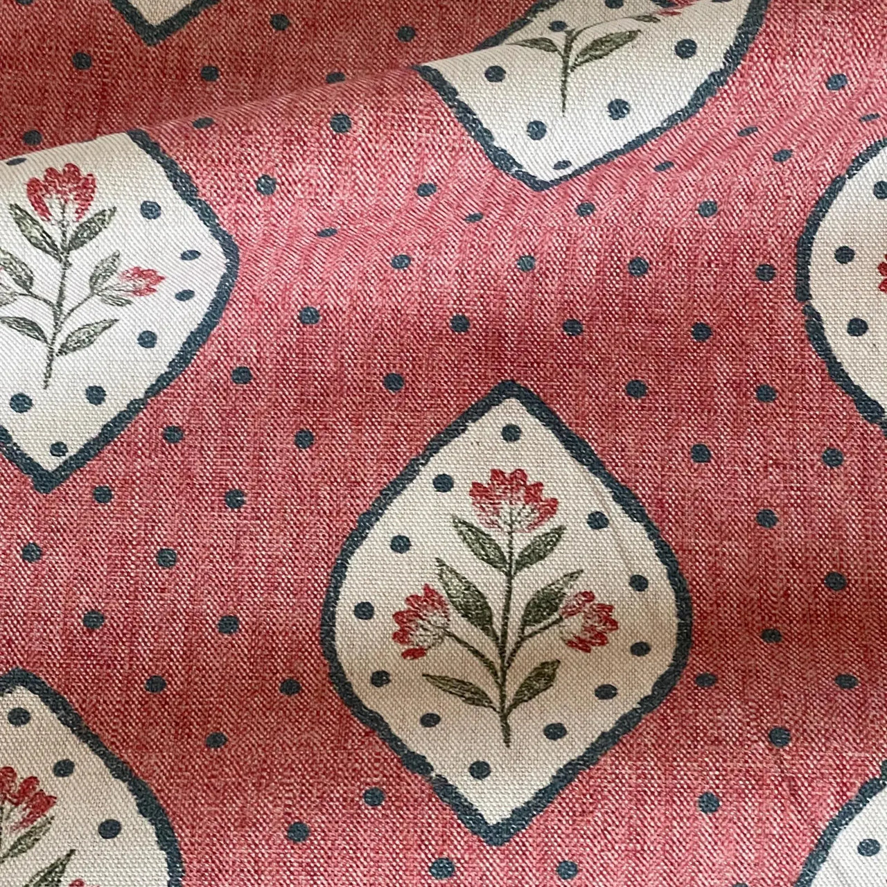 Decorative cotton fabric with heritage floral medallions