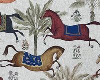 Thumbnail for Decorative fabric with horses and plants on a textured background