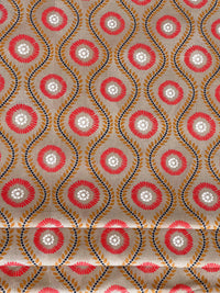 Thumbnail for Sunburst Laurel Cotton Fabric – Red Gold Geometric Floral Print for Curtains, Blinds & Soft Furnishings