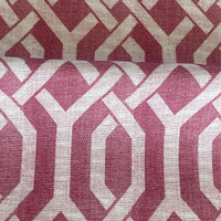 Thumbnail for Detailed view of mauve pink cotton fabric with modern interlocking pattern – perfect for soft furnishings, blinds, and contemporary interiors.

