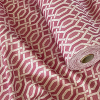 Thumbnail for Rose trellis pattern cotton fabric on the roll – contemporary pink upholstery fabric ideal for curtains, blinds, and interior projects.