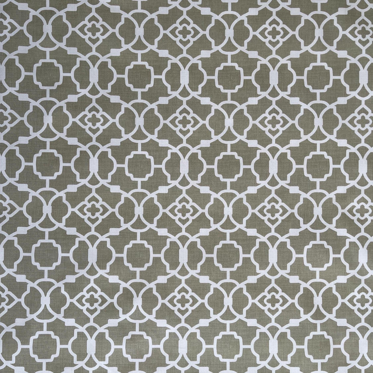Taupe Moroccan Trellis Cotton Fabric – Neutral Geometric Print for Curtains, Roman Blinds, Upholstery & Cushions