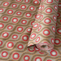 Thumbnail for sunburst laurel fabric in red mustard and white geometric print cotton textile for  roman shades and cushions