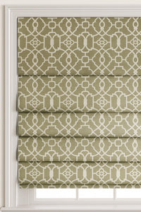 Thumbnail for Roman blind in taupe lattice print cotton – stylish window treatment fabric for contemporary and transitional interiors