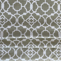 Thumbnail for Folded cotton curtain fabric in soft khaki trellis design – ideal for made-to-measure Roman blinds and modern window treatments