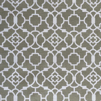 Thumbnail for Taupe Moroccan Trellis Cotton Fabric with White Overlay – Stylish Home Textiles for Drapes, Valances, and Seat Covers