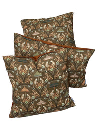 Thumbnail for Monkey Pavilion Jungle Cushion Cover – Earthy Tones Cotton & Velvet Throw Pillow Case, Handmade in UK