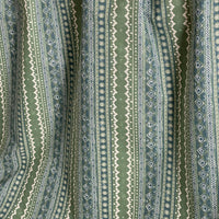 Thumbnail for Folded Sage Country fabric in green and cream tribal stripe pattern – perfect for custom window treatments, artisan upholstery, and interior textiles.