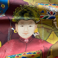 Thumbnail for Multicoloured Imperial Court home decor fabric featuring repeating Chinese-inspired portraits and richly patterned ceremonial costumes.