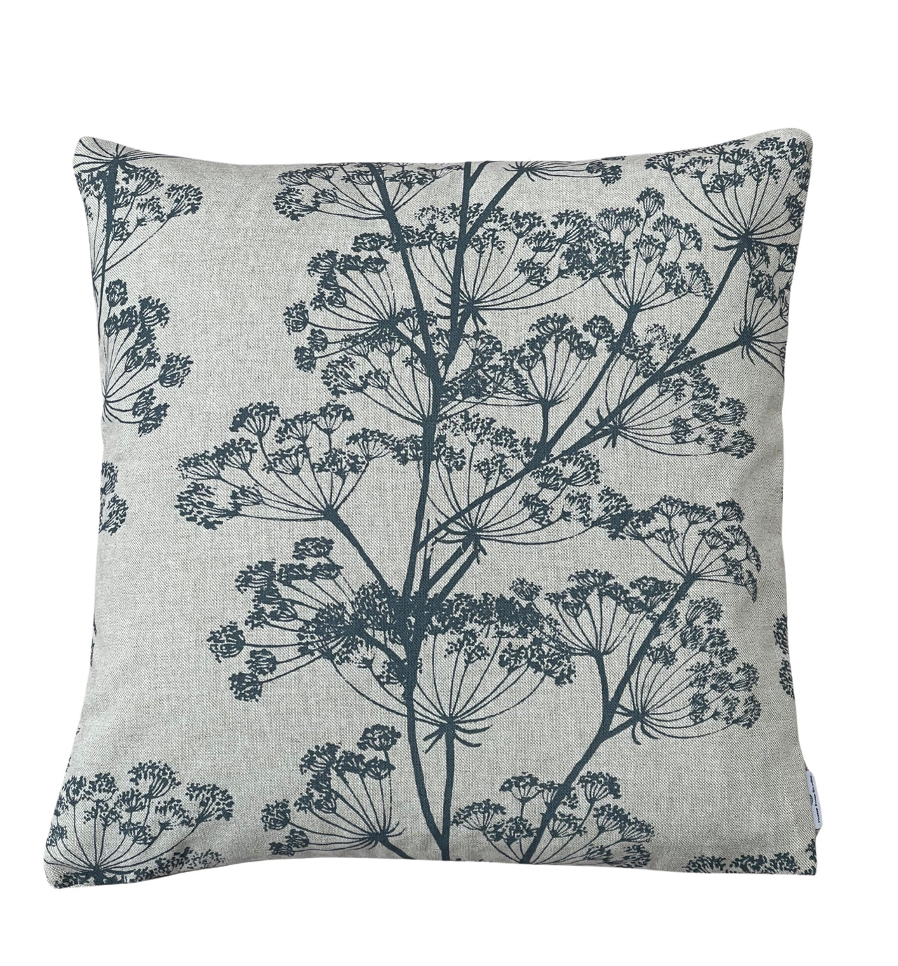 Indigo blue cow parsley cushion cover with botanical print on a natural oatmeal background

Photo 5