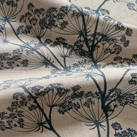 Thumbnail for Indigo blue cow parsley fabric with botanical floral print on natural linen look background