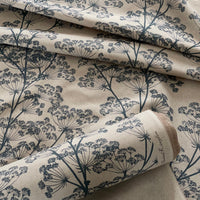 Thumbnail for Botanical linen look fabric with soft blue wildflower silhouettes