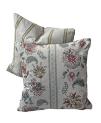 Thumbnail for Botanical Jacobean cushion cover in soft natural, blush and sage colour tones.