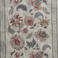 Thumbnail for Jacobean botanical stripe upholstery fabric with traditional floral pattern on natural background