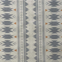 Thumbnail for Close up of blue grey tribal geometric fabric with linen texture
