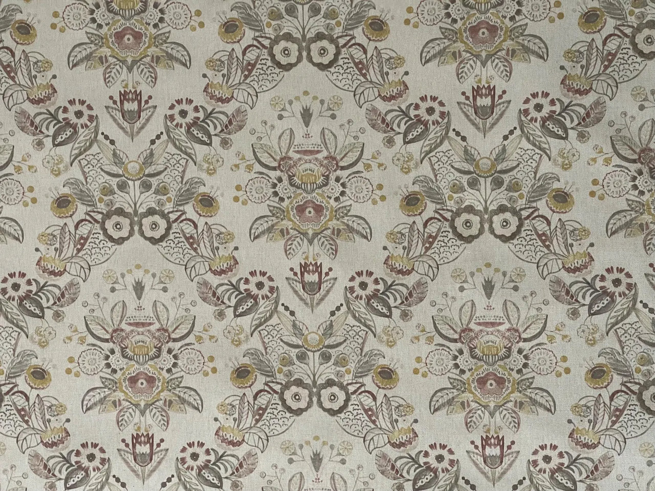 Meadowcrest folk floral fabric flat lay detail