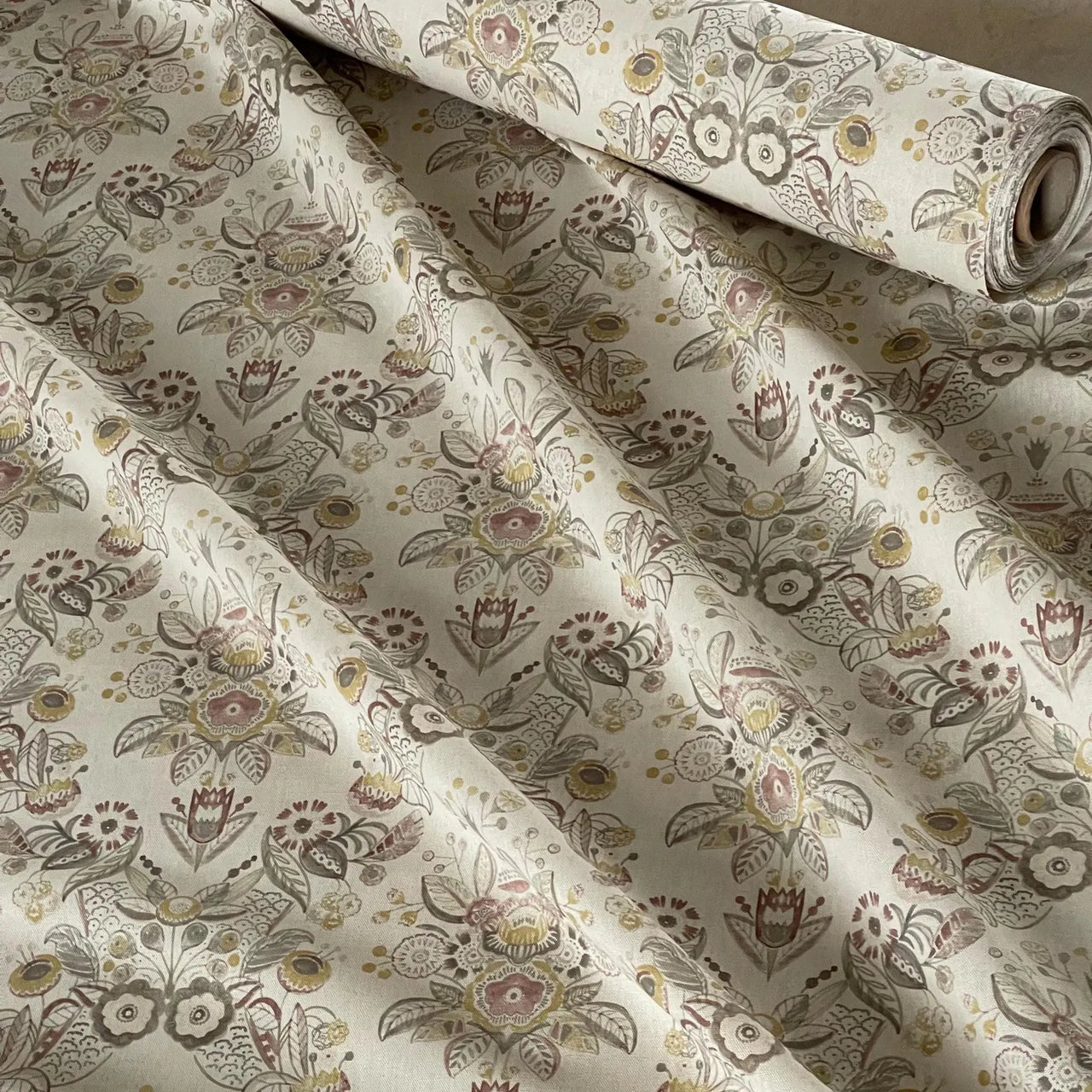 Folk floral fabric for cushions and upholstery