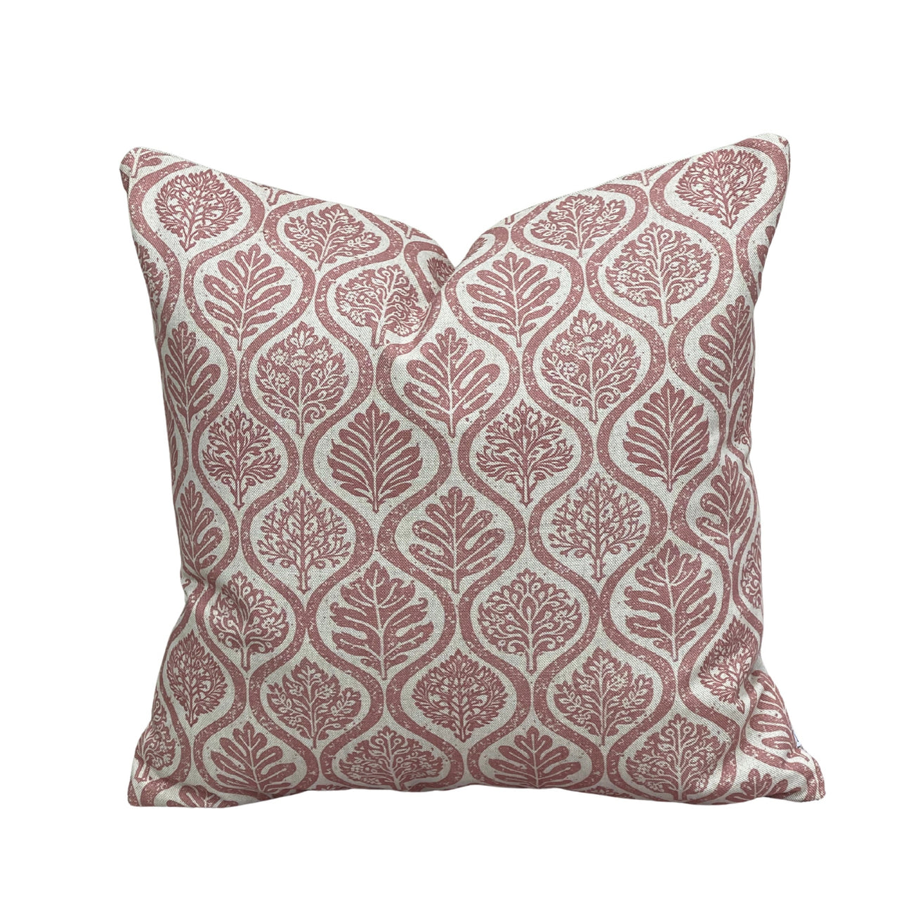 farmhouse dusty rose pillow leaf motif