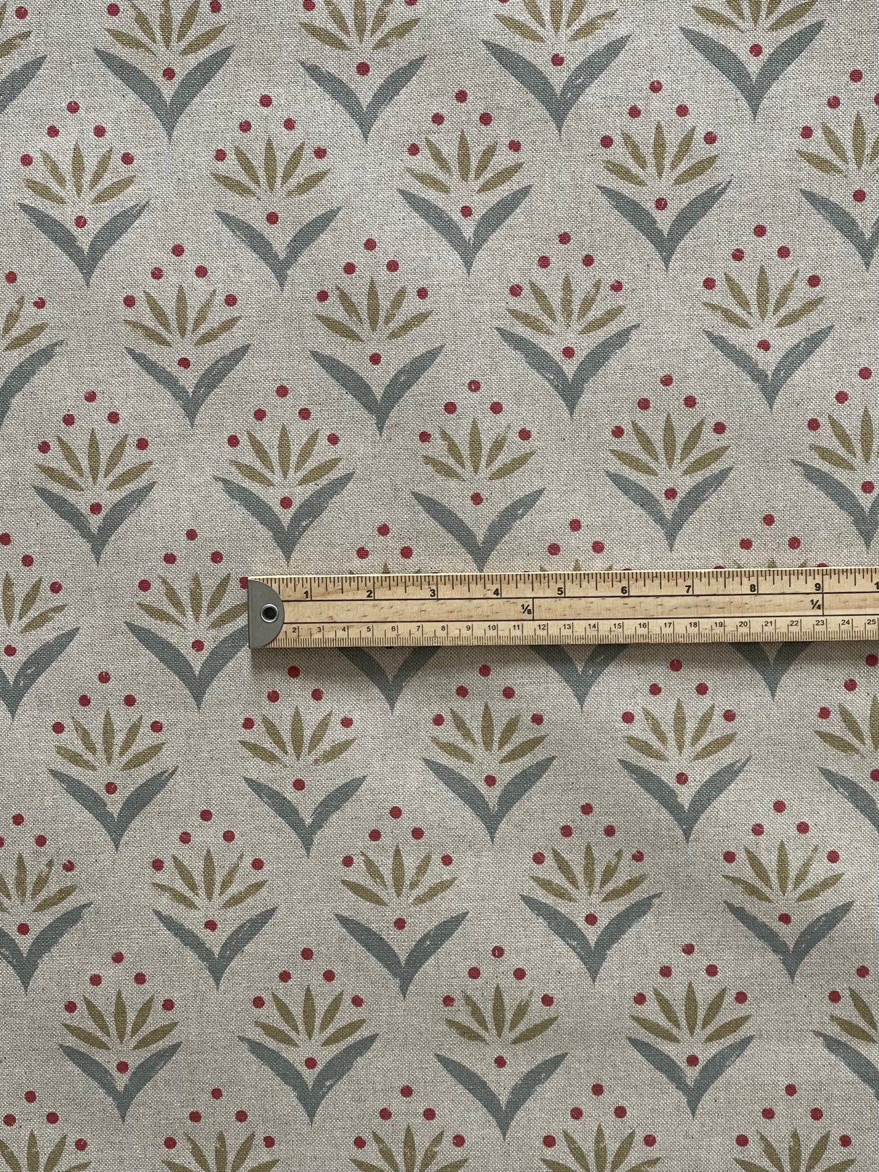 Meadow Berry duckegg soft furnishing fabric with botanical design