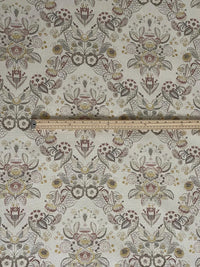 Thumbnail for Linen look floral fabric with traditional folk design