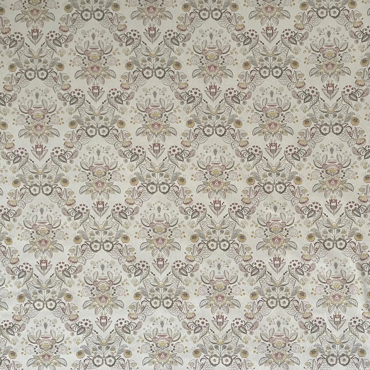 Linen look folk floral fabric woven texture