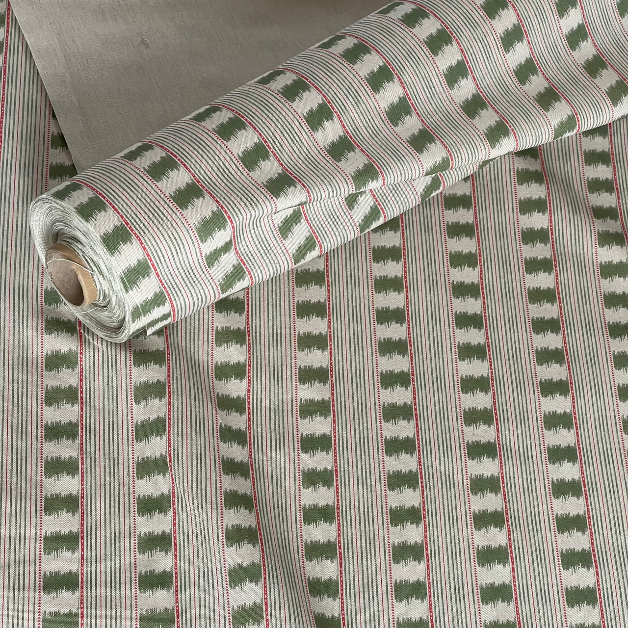premium cotton blend striped fabric olive green