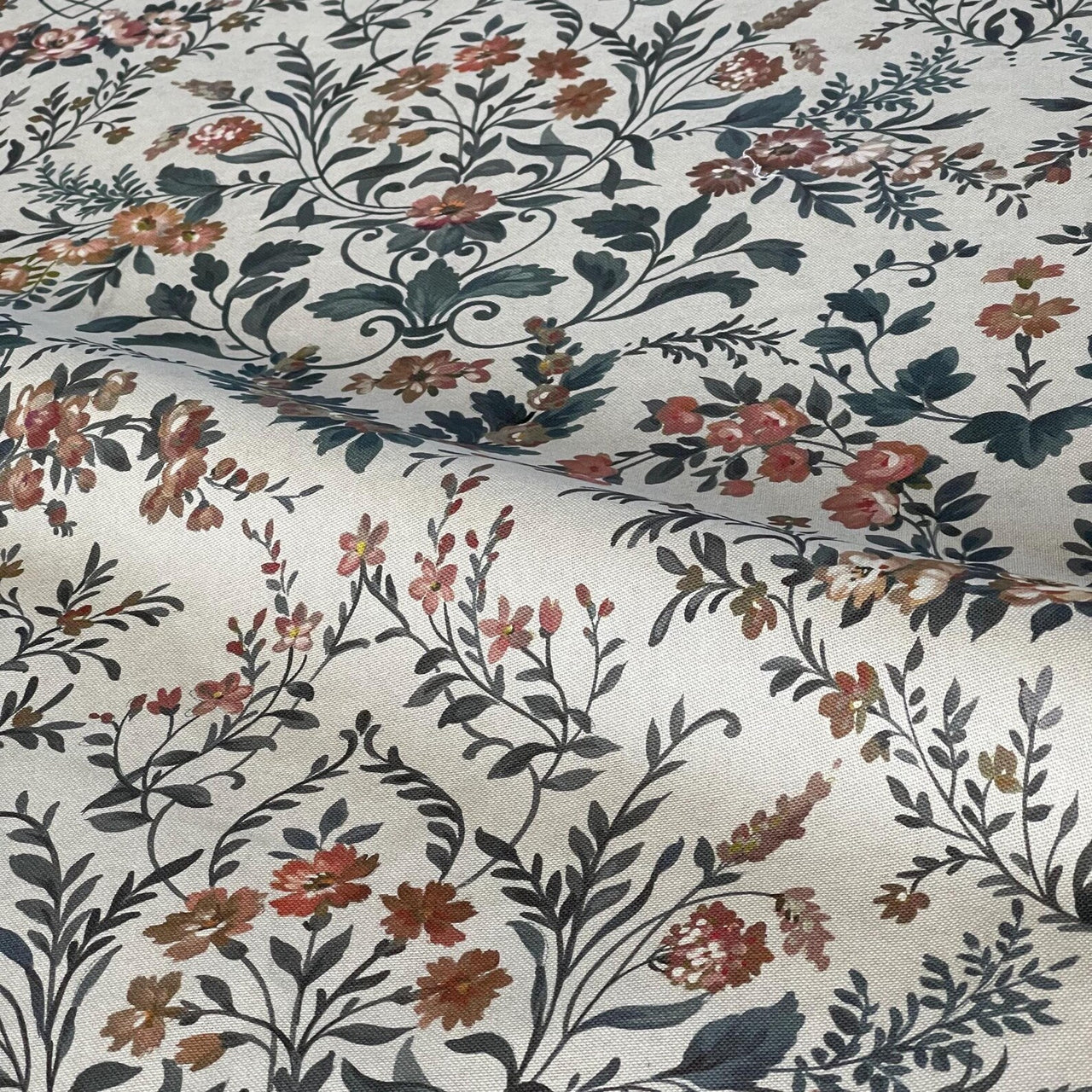 English garden inspired floral cotton fabric detail