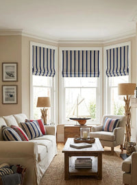Thumbnail for Navy and beige striped fabric for curtains