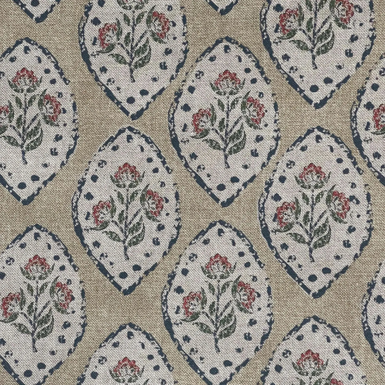 Vintage inspired floral cotton blend fabric for curtains and cushions