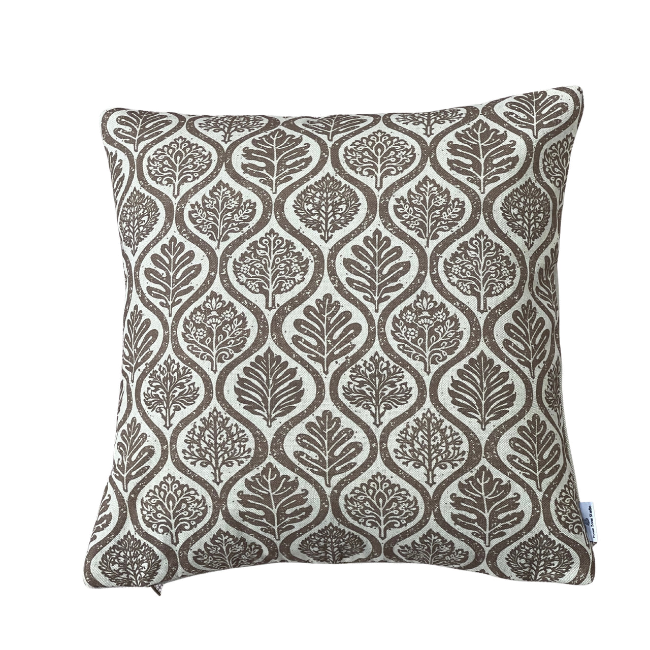 taupe ogee cushion cover botanical pattern