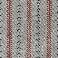 Thumbnail for Farmhouse botanical stripe fabric in indigo blue and brick red