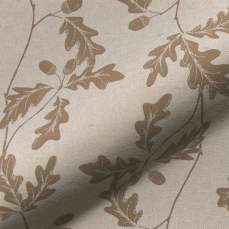 Textured cotton-linen blend with natural oak leaf and acorn design – perfect for bespoke curtains and cushions