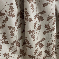 Thumbnail for Natural cotton-linen blend fabric with trailing oak leaves and acorns – perfect for curtains and home textiles