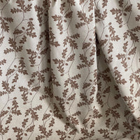 Thumbnail for Beige cotton-linen upholstery fabric with botanical oak leaf and acorn pattern – perfect for custom blinds, drapes, and cottage-style interiors