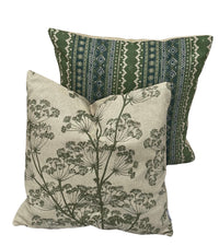 Thumbnail for Plain oatmeal reverse of the handmade olive green botanical cushion cover