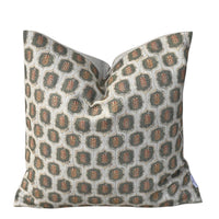 Thumbnail for Olive green and rust botanical leaf trellis cushion cover on a natural background