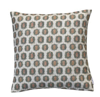 Thumbnail for Handmade olive and rust geometric leaf cushion cover in linen-look fabric