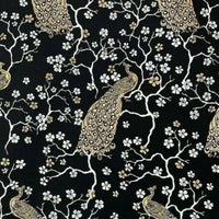 Thumbnail for Pattern of peacocks and flowers on a black background