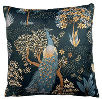 Thumbnail for Decorative pillow with a peacock design on a dark background