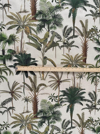 Thumbnail for Tropical jungle cotton fabric with detailed vintage palm illustrations